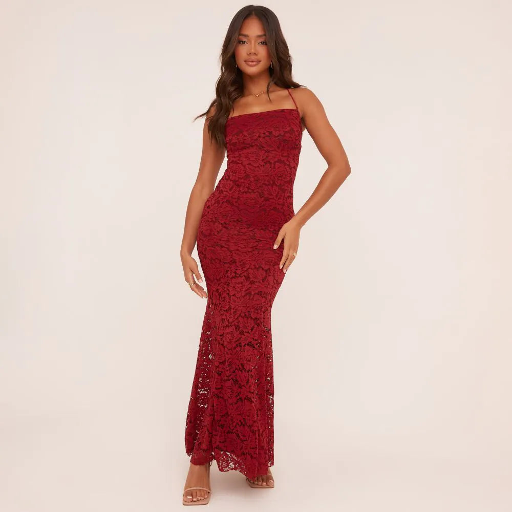Lace-Up Back Maxi Dress