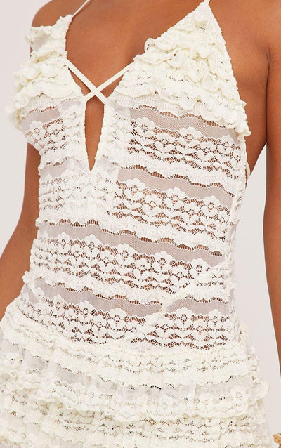 Cream Textured Mini Dress
