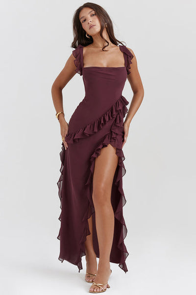 Amira Long Dress - Dark Plum
